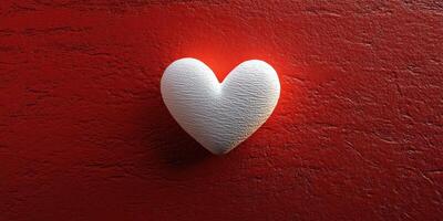 Heart-shaped decoration on a textured red wall, symbolizing love and affection in an artistic setting photo