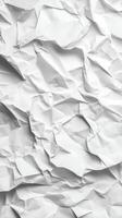 Crumpled white paper texture perfect for background and design projects photo
