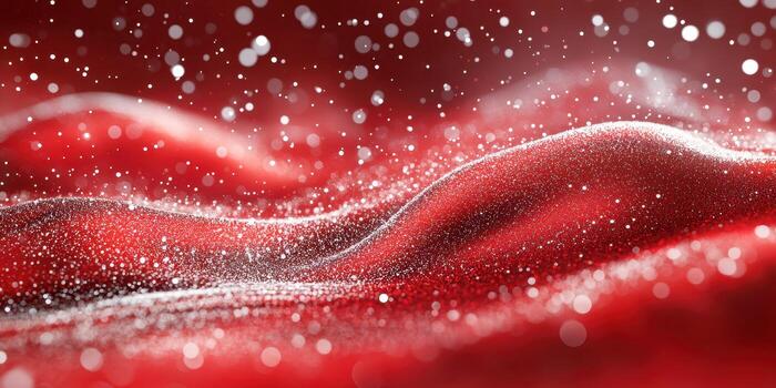 Captivating red fabric with sparkling textures creating a mesmerizing visual effect in soft lighting photo