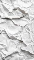 Crumpled white paper background with various texture patterns and folds showcasing a minimalist design concept photo