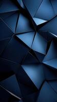 Complex geometric patterns in dark blue with sharp angles and interlocking shapes create a striking visual texture photo