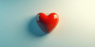 Bright red heart shape on a soft blue background creating a calming and romantic atmosphere photo