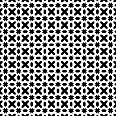 Unruled Blank Notebook Islamic Black white Star Polygon Cross Geometry Frame Line Seamless Pattern Cover