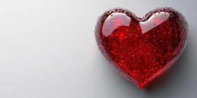 Red heart with droplets on a smooth surface inspires feelings of love and romance photo