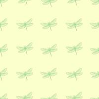 seamless pattern with dragonfly on a yellow background vector