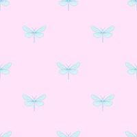 seamless pattern with dragonfly with pink background vector
