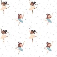 Seamless pattern in children's style Cute ballerina on white background vector