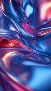 Flowing vibrant fabric with shimmering textures and reflections under soft light photo