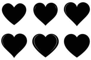 Set of Heart Shape Icon Silhouettes on White Background vector