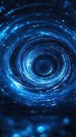 Beautiful blue vortex swirling with stars in the night sky photo
