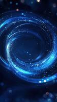 Swirling blue light patterns creating a cosmic effect with sparkling stars in a dark background photo