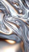 Shimmering metallic surface with swirls of silver and gold reflecting light in dynamic patterns photo