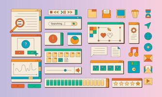 Eyecatching and colorful UI elements for contemporary web and application design projects vector