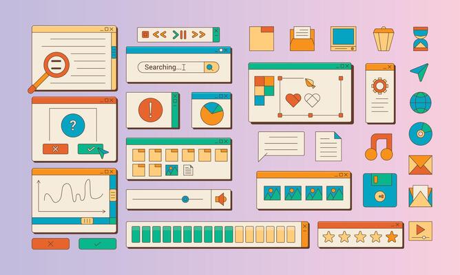 Eyecatching and colorful UI elements for contemporary web and application design projects