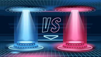 VS, Versus futuristic design. Battle headline template. Futuristic abstract technology background. Circle teleport with sparks on transparent background. Sci-fi concept design. Modern tournament. vector