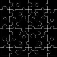Puzzle pieces square. Puzzle game template with right angles, rounded. vector