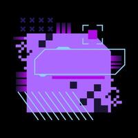 Glitch tech banner, futuristic cybernetic circuit board concept featuring a purple palette vector