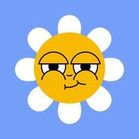 Daisy flower smiling face, cute sunflower emoji for different emotions, great for adding joy to your designs vector