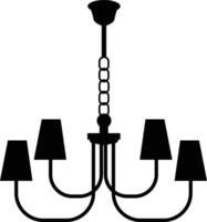 Chandelier icon. Hanging lamp sign. interior design element symbol. flat style. vector