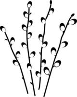 Silhouette of spring willow twigs. vector