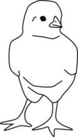 Outline image of standing little chick. vector