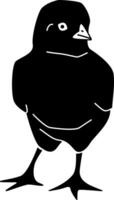Silhouette of standing little chick. vector