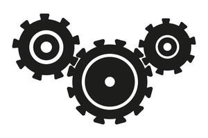 Three cogwheels icon symbol working together symbolizing teamwork vector
