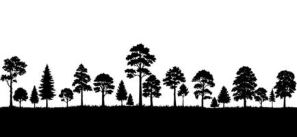 Forest tree line silhouette seamless pattern flat illustration vector