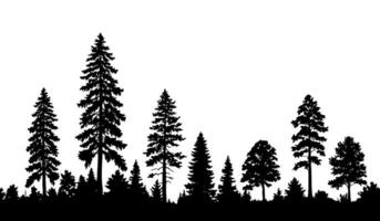 Seamless forest tree line silhouette pattern illustration vector