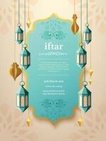 Ramadan Iftar Invitation with Lantern Decorations vector