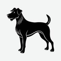 black and white silhouette of a dog on a white background vector