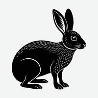 A beautiful black and white illustration of a rabbit. vector