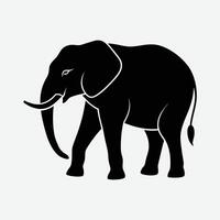 an elephant is shown in a black and white silhouette. vector
