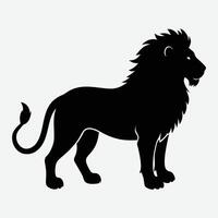 a black silhouette of a lion on a white background vector