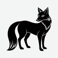 black silhouette of a fox on a white background vector