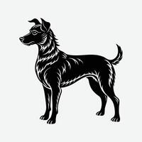 A black and white drawing of a dog . vector