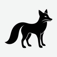 a black silhouette of a fox on a white background vector