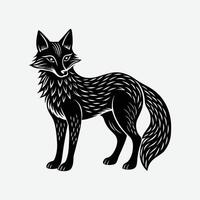 a black and white illustration of a fox vector