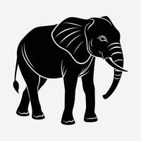 an elephant is standing in a black and white silhouette vector