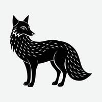 a black and white illustration of a fox. vector