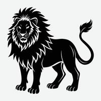 a black and white lion on a white background vector