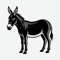 a black and white donkey on a white background vector