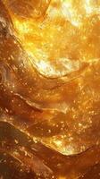 Vibrant golden texture flowing with shimmering reflections and light in an abstract composition photo