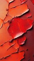 Textured abstract artwork with vibrant shades of red and orange on canvas showcasing bold brushstrokes and intricate detail photo