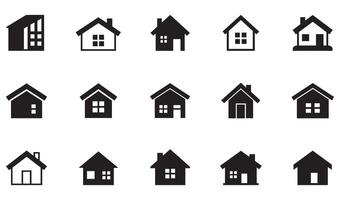Comprehensive Home Icon Set with Different Home Silhouettes for Design and Development vector