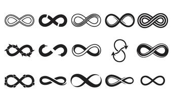 Modern and Aesthetic Doodle Flower Infinity Symbol Icon Line Art Set Silhouette for Elegant Illustrations and Decorative Design Concepts vector