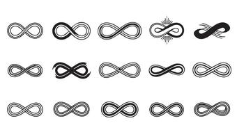 Intricate Doodle Flower Infinity Symbol Icon Line Art Set Silhouette with Flowing Botanical Elements for Logos Posters and Branding vector