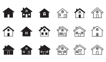 High-Quality Home Icon Set Featuring Various House Styles for Real Estate and Design Projects vector