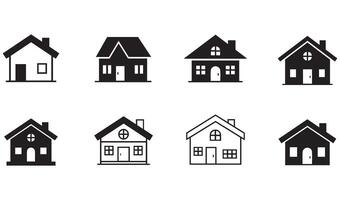 Versatile Home Icon Set Collection with Different Architectural Styles in a Simple Line Art Design vector