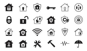 High-Quality Home Security and Automation Icon Collection Designed for Real Estate and Technology Branding vector
